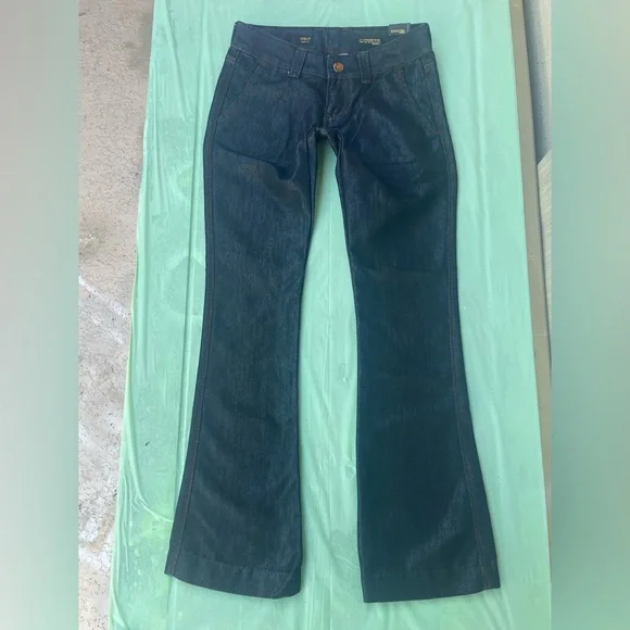 METALLIC BLUE SHINY JEANS BY EXPRESS MODEL STELLA NWT SIZE 0 - Picture 5 of 16